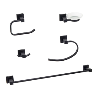 Set baÑo panama 5 piezas negro ac.inox mozart MOZART