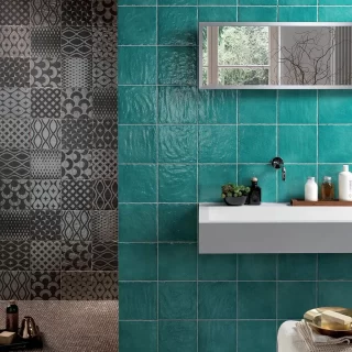 Revestimiento verde agua onda br 20x20 liso ELIANE